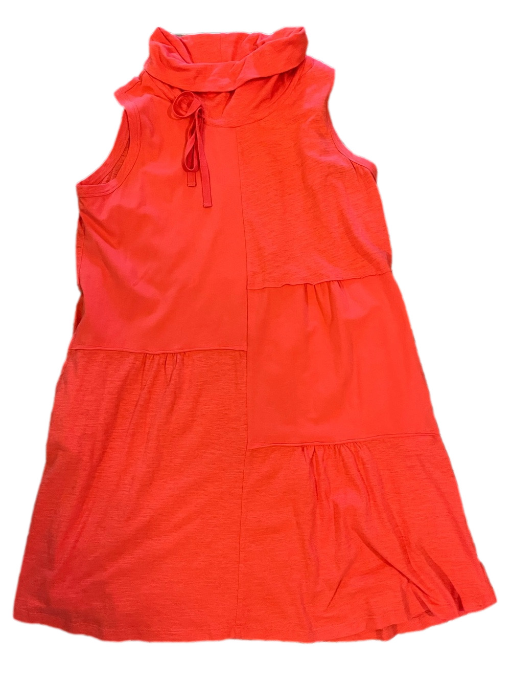 Neon Buddha Coral Orange Merengue Dress Cowl Neck Sleeveless Cotton Size XL